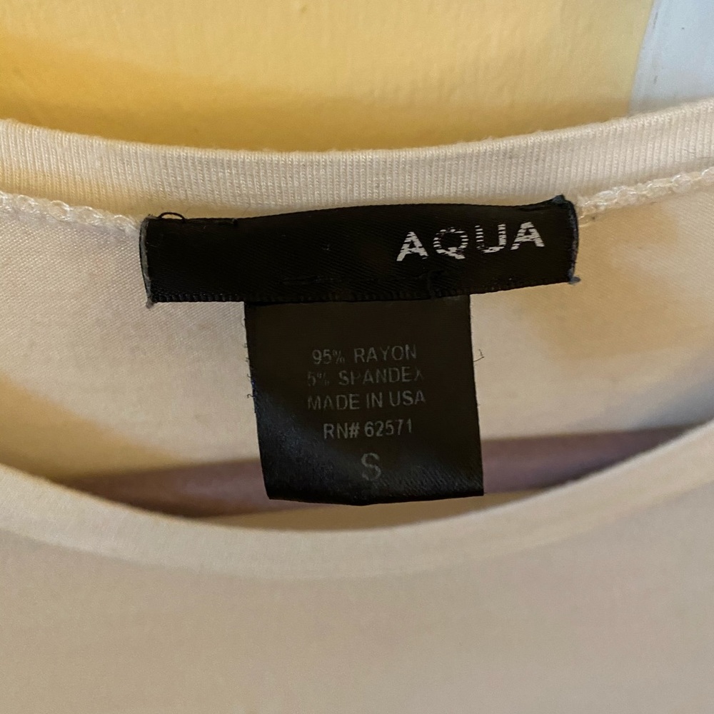 Aqua long sleeve white t shirt